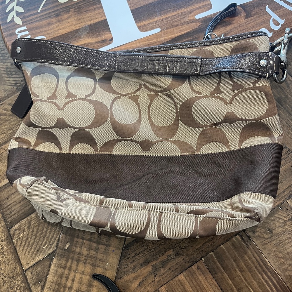 Brown and Tan Signature Shoulder Bag